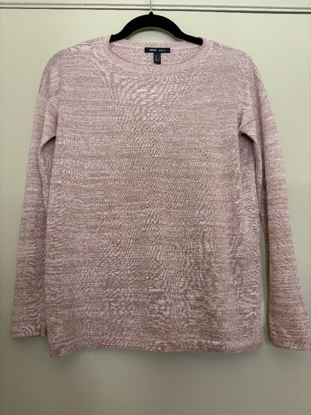 MNG Basics Mettalic Pink Sparkle Long Sleeves Sweater-Button Back-Size Small